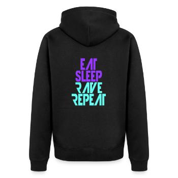 Manger dormir rave répéter nourriture sommeil corbeau disant - Veste à capuche bio Premium Unisexe - noir - Dos - Nico (187cm)