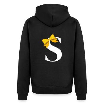 Letter s yellow bow - Unisex Premium Organic Zip Hoodie - black - Back - Nico (187cm)