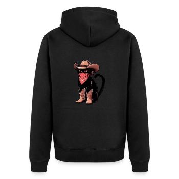 Cowboy-Katze - Unisex Premium Bio Zip Hoodie - Schwarz - Hinten - Nico (187cm)