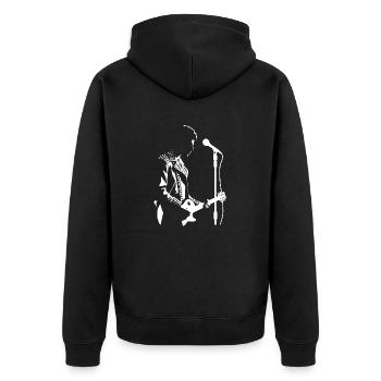Musik: Retro, Heavy Metal, Hard Rock, Punk, Vinyl, Pop - Unisex Premium Bio Zip Hoodie - Schwarz - Hinten - Nico (187cm)