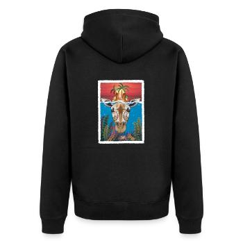 Giraffe unter Wasser 2 - Unisex Premium Bio Zip Hoodie - Schwarz - Hinten - Nico (187cm)