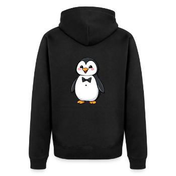 Elegant Black-Tie Penguin in Winter Wonderland - Unisex Premium Organic Zip Hoodie - black - Back - Nico (187cm)