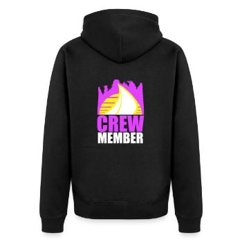 Crew Member Segeln Sonne Logo Mannschaft Mitglied - Unisex Premium Bio Zip Hoodie - Schwarz - Hinten - Nico (187cm)