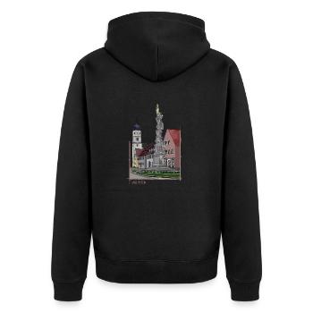 Wallerstein // Illustration - Unisex Premium Bio Zip Hoodie - Schwarz - Hinten - Nico (187cm)