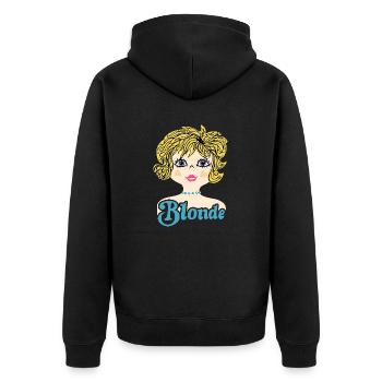 Retro Illustration Blonde - Unisex Premium Bio Zip Hoodie - Schwarz - Hinten - Nico (187cm)