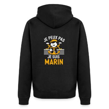 Je peux pas je suis Marin - Veste à capuche bio Premium Unisexe - noir - Dos - Nico (187cm)