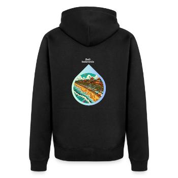 KI-Design: Traumhafter Strand in Bali, Indonesien. - Unisex Premium Bio Zip Hoodie - Schwarz - Hinten - Nico (187cm)