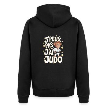J' peux pas j'ai judo - Veste à capuche bio Premium Unisexe - noir - Dos - Nico (187cm)