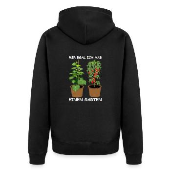 Je m’en fiche, j’ai un jardin - Veste à capuche bio Premium Unisexe - noir - Dos - Nico (187cm)