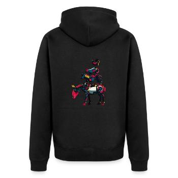 Stadtmusikanten "Comic Robot" - Unisex Premium Bio Zip Hoodie - Schwarz - Hinten - Nico (187cm)