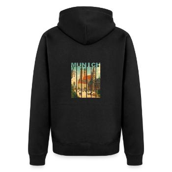 Chemise Munich Skyline - Veste à capuche bio Premium Unisexe - noir - Dos - Nico (187cm)