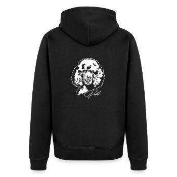 Pudel Portrait Hundeportrait Hund Hunde Wilsigns - Unisex Premium Bio Zip Hoodie - Schwarz - Hinten - Nico (187cm)