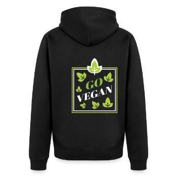 Un design Go Vegan pour de fiers végétaliens - Veste à capuche bio Premium Unisexe - noir - Dos - Nico (187cm)