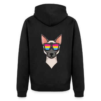 Chat siamois pansexuel - Chat avec lunettes - Veste à capuche bio Premium Unisexe - noir - Dos - Nico (187cm)
