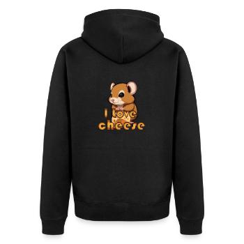 I love cheese - Unisex Premium Bio Zip Hoodie - Schwarz - Hinten - Nico (187cm)