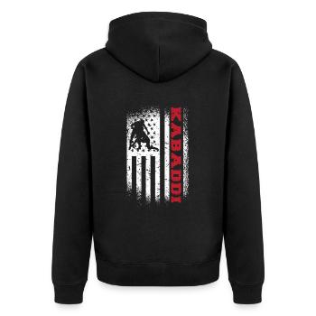 Geschenk für Kabaddi Liebhaber - Unisex Premium Bio Zip Hoodie - Schwarz - Hinten - Nico (187cm)