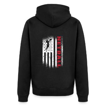 Love Netball Netball Player Gift - Unisex Premium Organic Zip Hoodie - black - Back - Nico (187cm)