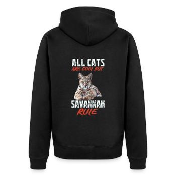 Savannah - Unisex Premium Bio Zip Hoodie - Schwarz - Hinten - Nico (187cm)