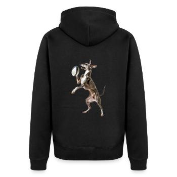 Italienischer Windspielhund - Unisex Premium Bio Zip Hoodie - Schwarz - Hinten - Nico (187cm)