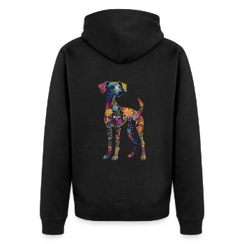Whippet - Unisex Premium Bio Zip Hoodie - Schwarz - Hinten - Nico (187cm)