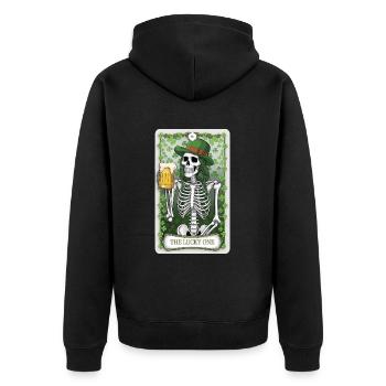 Tarotkarte - Unisex Premium Bio Zip Hoodie - Schwarz - Hinten - Nico (187cm)