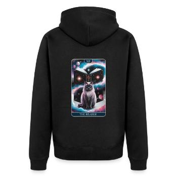Tarotkarte - Unisex Premium Bio Zip Hoodie - Schwarz - Hinten - Nico (187cm)