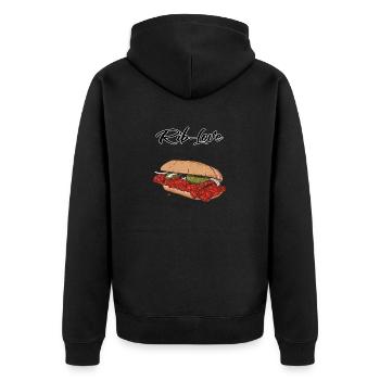 BBQ // Illustration - Unisex Premium Bio Zip Hoodie - Schwarz - Hinten - Nico (187cm)