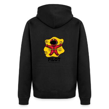 Pilot, Cartoon Spaceman - Unisex Premium Bio Zip Hoodie - Schwarz - Hinten - Nico (187cm)
