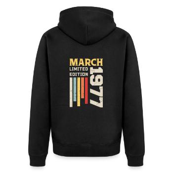 Mars 1977 - Cadeau anniversaire Mars 1977 Anniv - Veste à capuche bio Premium Unisexe - noir - Dos - Nico (187cm)