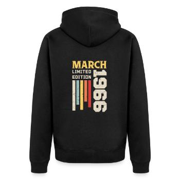 March 1966 - Birthday Gift March 1966 Anniv - Unisex Premium Organic Zip Hoodie - black - Back - Nico (187cm)