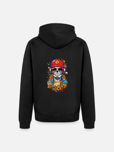 Sugar Skull - Unisex Premium Organic Zip Hoodie - black