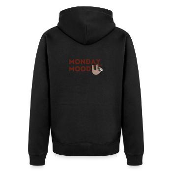 Monday Mood Design | funny motif with sloth - Unisex Premium Organic Zip Hoodie - black - Back - Nico (187cm)