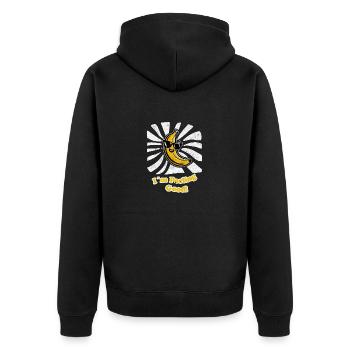 Lustige Banane mit I´m peeling good! - Unisex Premium Bio Zip Hoodie - Schwarz - Hinten - Nico (187cm)