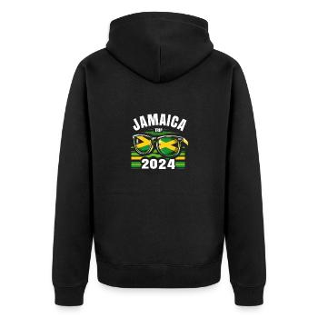 Jamaica Trip 2024 - Unisex Premium Organic Zip Hoodie - black - Back - Nico (187cm)