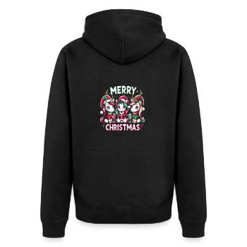Süße Einhörner Wünschen Merry Christmas - Festlich - Unisex Premium Bio Zip Hoodie - Schwarz - Hinten - Nico (187cm)