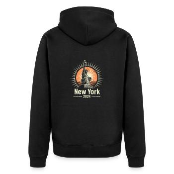 New York 2024 - Unisex Premium Organic Zip Hoodie - black - Back - Nico (187cm)
