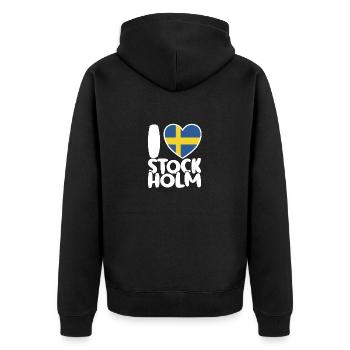 Ich liebe Stockholm, j’aime Stockholm - Veste à capuche bio Premium Unisexe - noir - Dos - Nico (187cm)