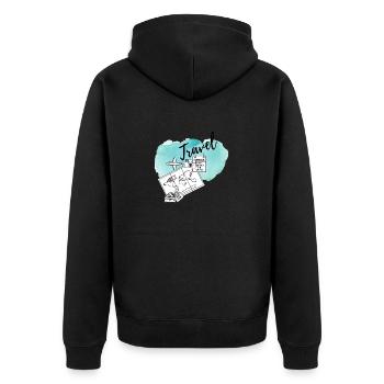 reisen - Unisex Premium Bio Zip Hoodie - Schwarz - Hinten - Nico (187cm)