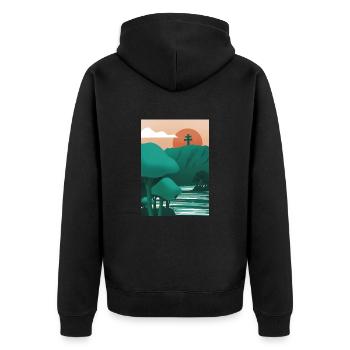 The Cross of Lorraine - Collombey the two churches - Unisex Premium Organic Zip Hoodie - black - Back - Nico (187cm)