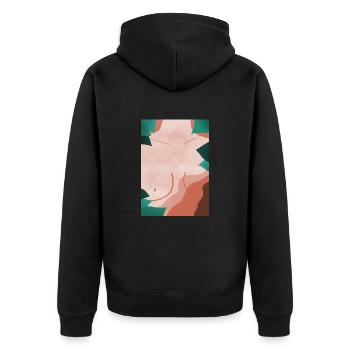 féminisme - octobre rose - Veste à capuche bio Premium Unisexe - noir - Dos - Nico (187cm)