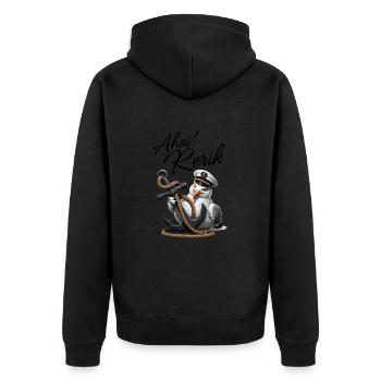 Ahoy Rerik Mouette drôle avec ancre - Veste à capuche bio Premium Unisexe - noir - Dos - Nico (187cm)