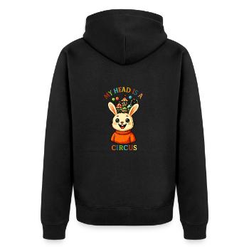 My Head is a Circus - Unisex Premium Organic Zip Hoodie - black - Back - Nico (187cm)