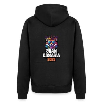 Gran Canaria 2025 Urlaub Fuchs - Unisex Premium Bio Zip Hoodie - Schwarz - Hinten - Nico (187cm)