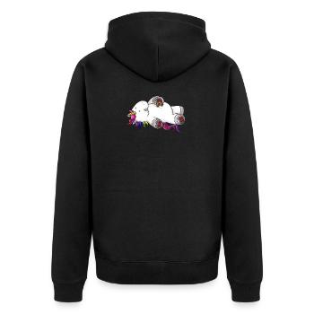Mampfendes Comic Einhorn Regenbogen - Unisex Premium Bio Zip Hoodie - Schwarz - Hinten - Nico (187cm)