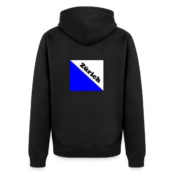 Zürich - Unisex Premium Bio Zip Hoodie - Schwarz - Hinten - Nico (187cm)