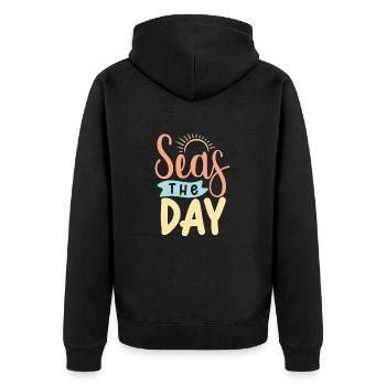 Meere Der Tag - Unisex Premium Bio Zip Hoodie - Schwarz - Hinten - Nico (187cm)