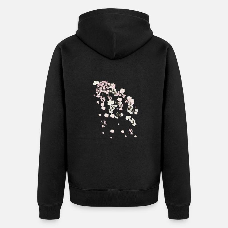 Printemps,vrilles,fleurs,fleurs,fleurs,fleurs,floraison - Veste à capuche bio Premium Unisexe - noir