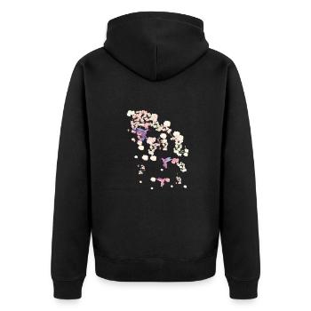 fleur de cerisier,colibri,fleurs,fleurs,fleurs - Veste à capuche bio Premium Unisexe - noir - Dos - Nico (187cm)