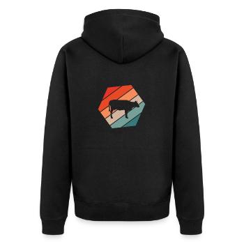 Landwirt Bauer Farmer - Unisex Premium Bio Zip Hoodie - Schwarz - Hinten - Nico (187cm)