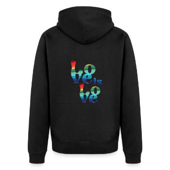 love is love ,colorful,LGBT,rainbow, font,retro - Unisex Premium Organic Zip Hoodie - black - Back - Nico (187cm)